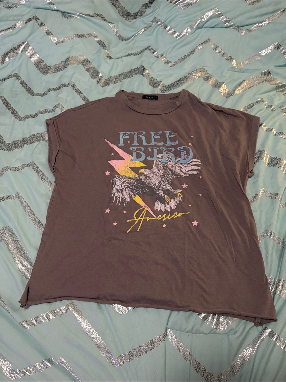 Free Bird Graphic Tee - Mauve Short Sleeve Top